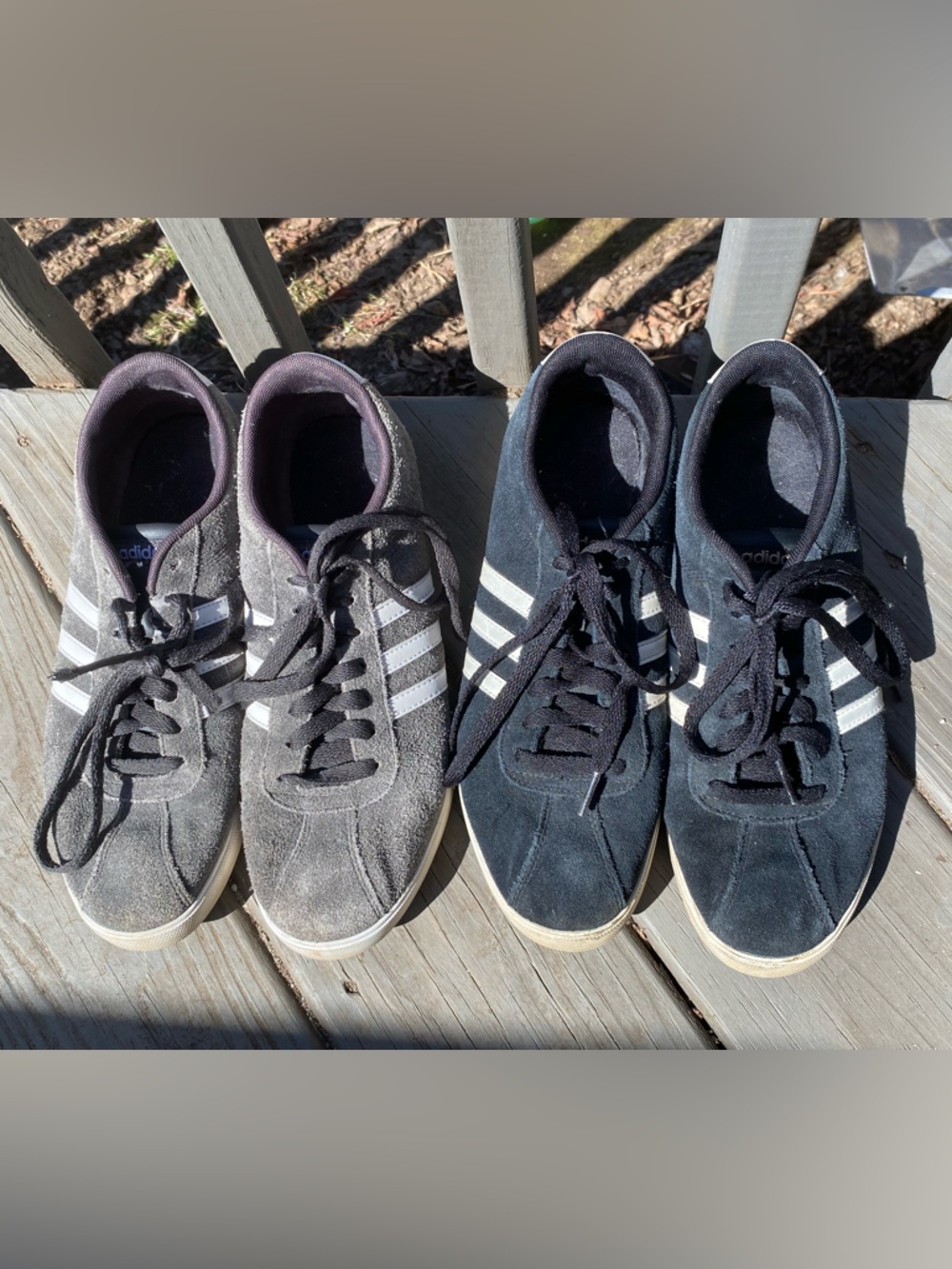 adidas Suede Low-Top Sneakers in Gray and Black 2 Count 9.5
